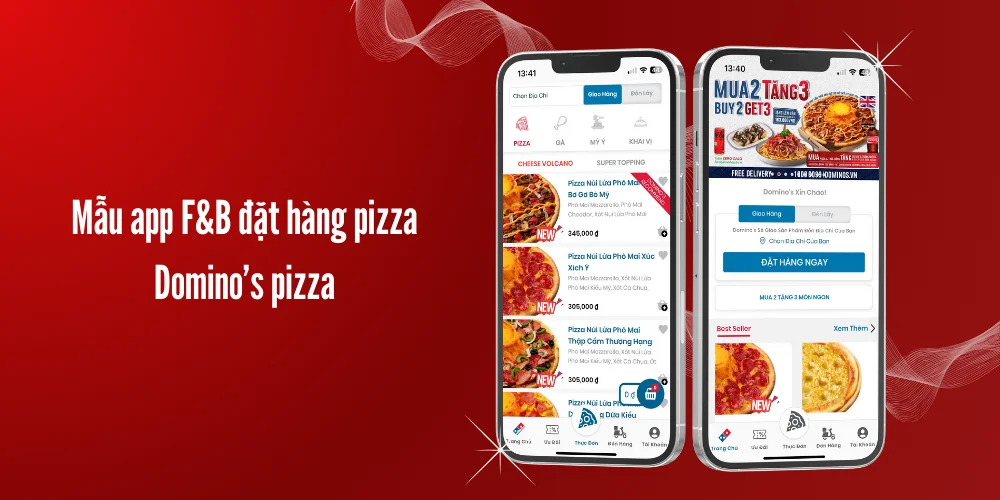 Mẫu app F&B đặt hàng pizza – Domino’s pizza