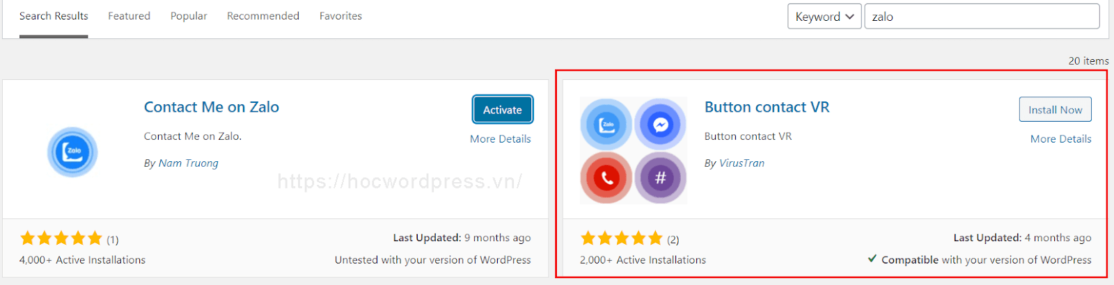 plugin cài zalo