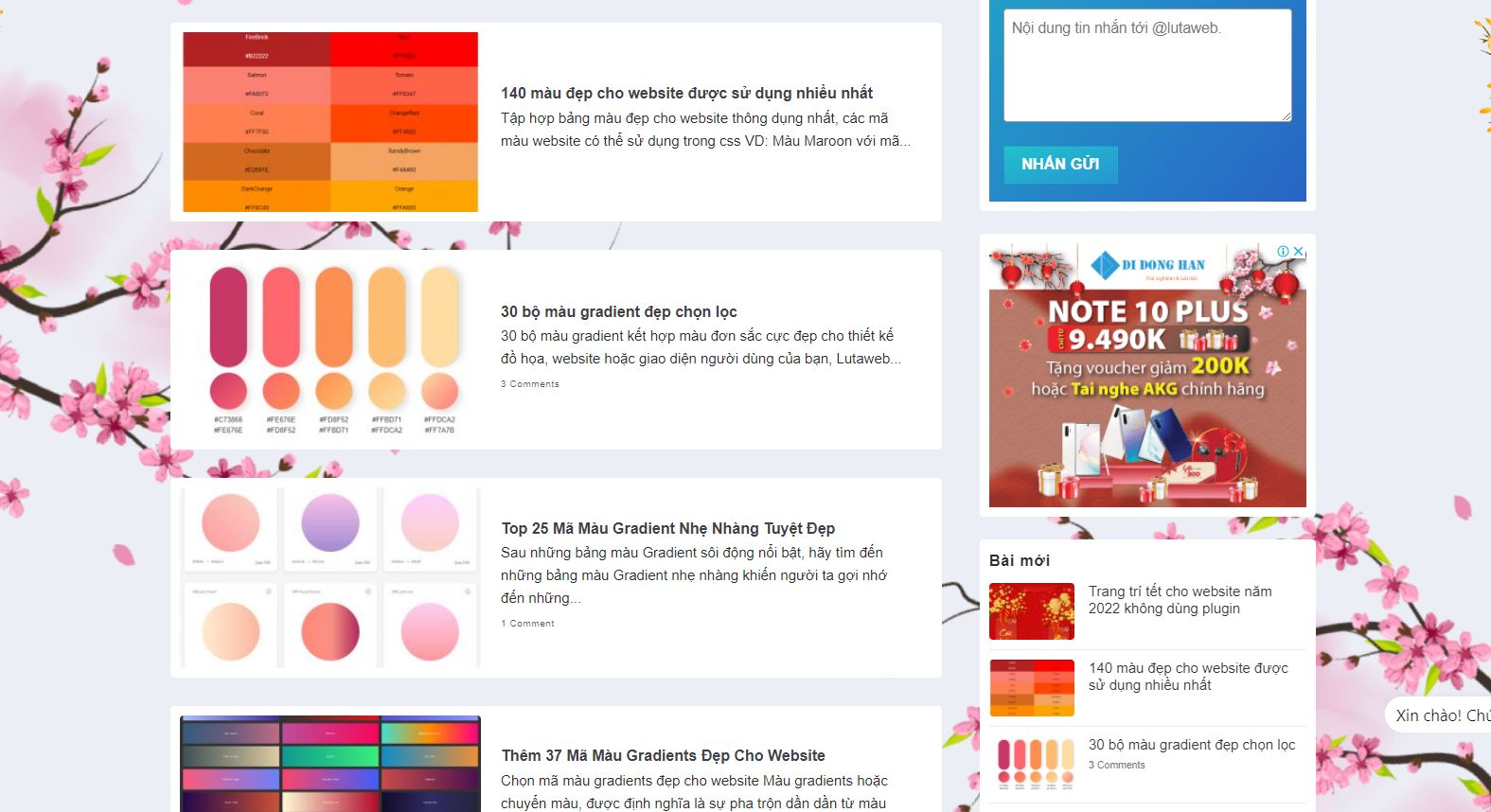 Trang trí tết cho website bằng ảnh nền