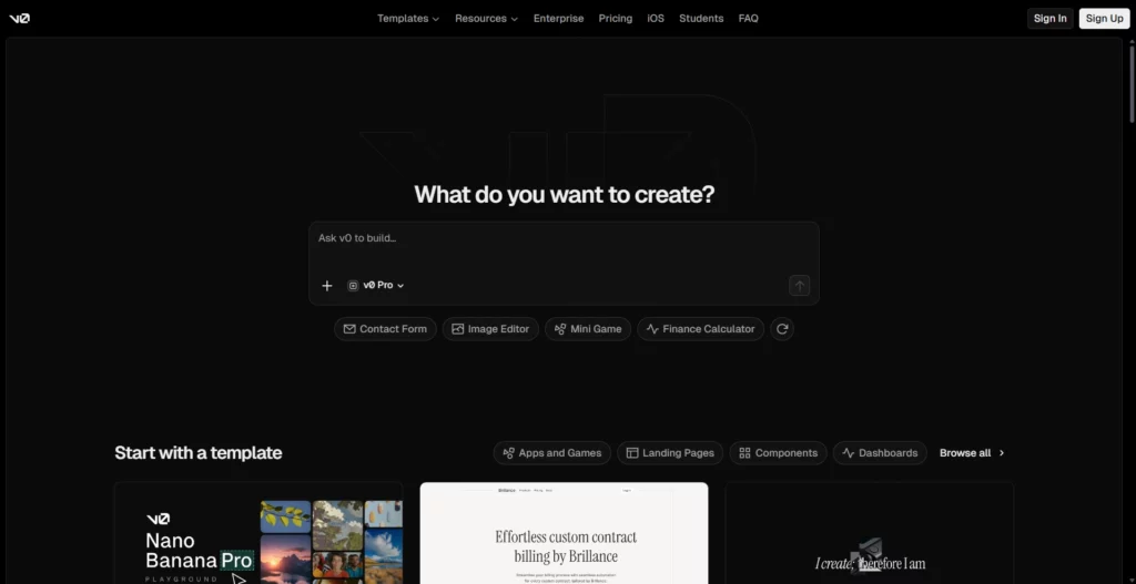 v0 by Vercel – Tốt nhất để tạo React UI